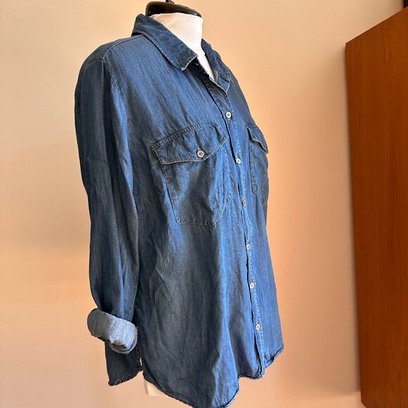 Sanctuary denim shirt buttons pockets Lyocell soft XL preppy 80s 90s Y2k classic - Picture 3 of 10